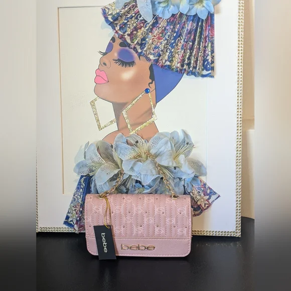 BeBe NWT Blush Pink Dainty Crossbody Chain Strap Purse Bag - Picture 1 of 10